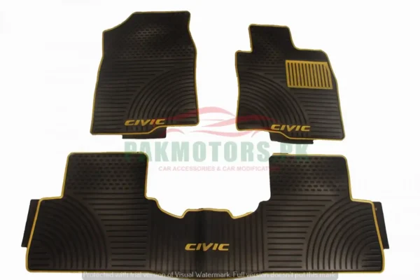 Honda Civic Latex Car Floor Mat 3 Pcs Model 2016-2023 - Best Quality