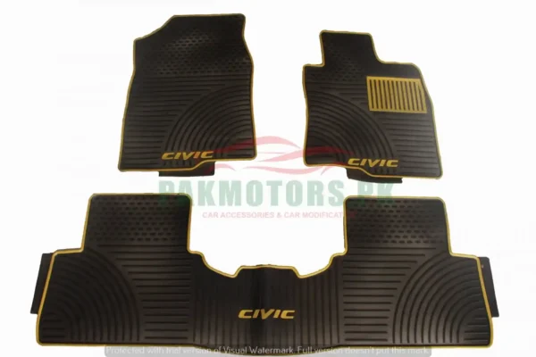 Honda Civic Latex Car Floor Mat 3 Pcs Model 2016-2023 - Latest Model
