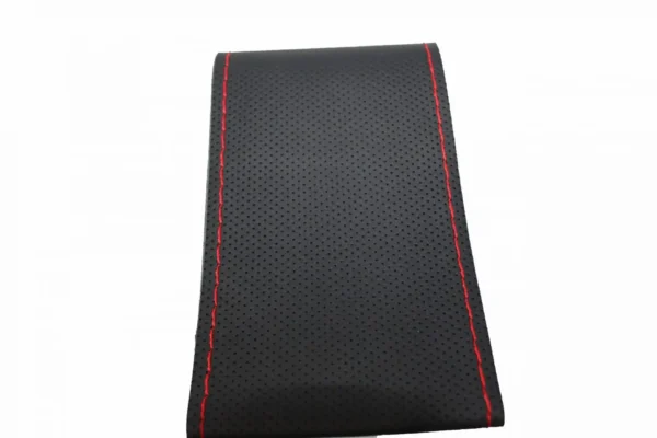 Leather steeing stiching cover black with red stiching - 4