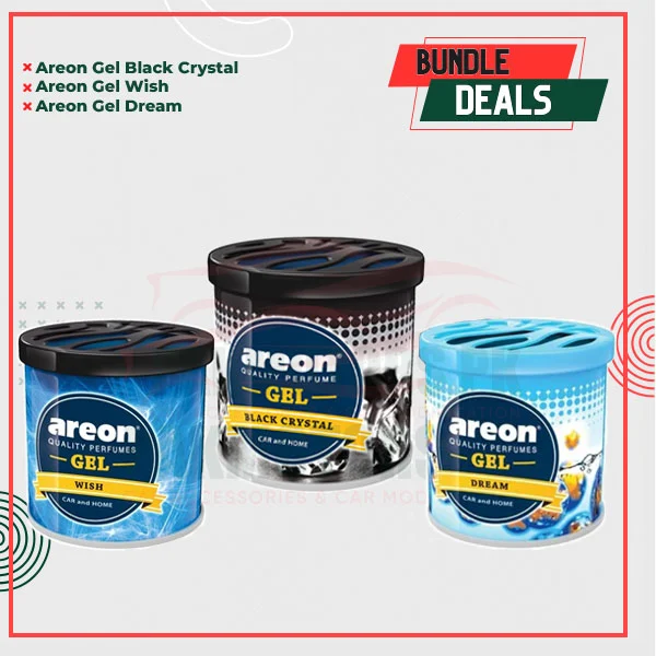 Areon Gel Pack of 3 - Black Crystal - Wish - Dream