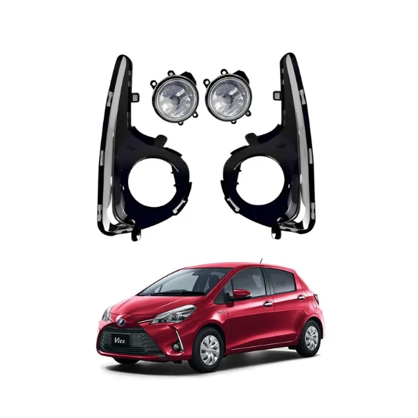 Installed view of DLAA TY521 Fog Lamps on a 2019 Toyota Vitz front bumper.