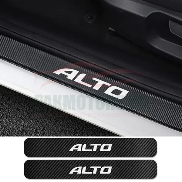 Alto Logo Car Door Sill Scuff Guard Carbon Fiber – Door Panel Guard, Sills Protector Anti-Dirty Scuff Plate Cover Guard Strip 4Pcs