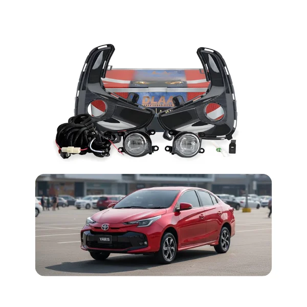 Installed view of DLAA TY584 Fog Lamps on the front bumper of a 2014 Toyota Aqua.