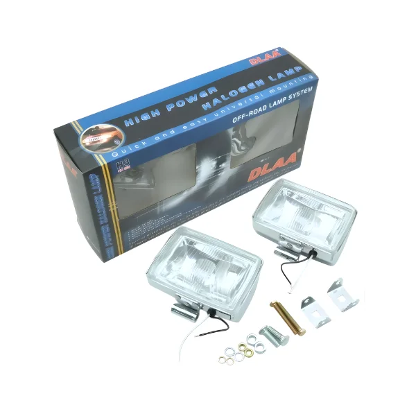 Universal fit DLAA LA1020H auxiliary fog lights mounted on a vehicle bumper.