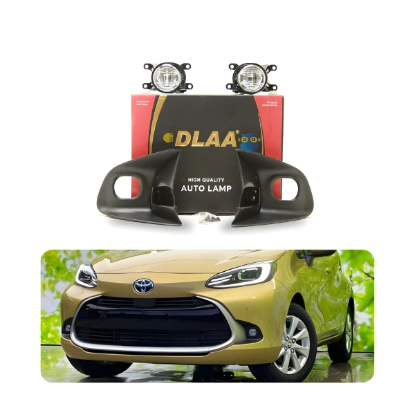 Installed DLAA TY1308 Fog Lamps with Covers on a Toyota Aqua 2021 model