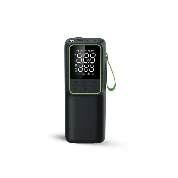 Sogo S-333 rechargeable air pump showing power bank function and LED emergency light.