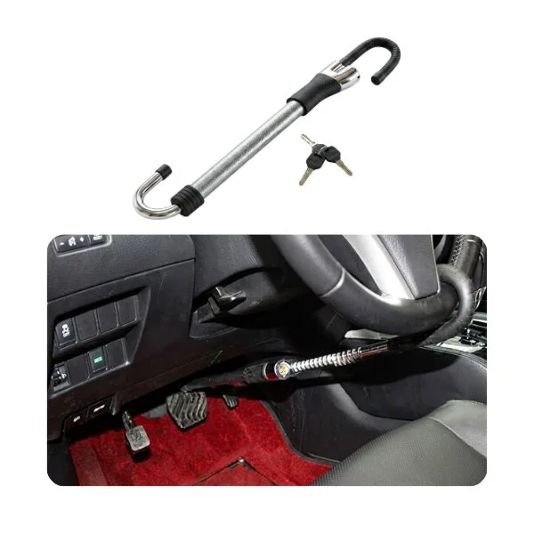 Jewel lock installed connecting steering wheel to clutch pedal
