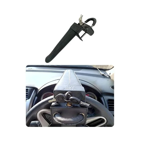 leather steering lock installed key
