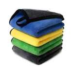 Pack of 4 premium ultra soft 800GSM microfiber towels in blue, green, yellow and orange