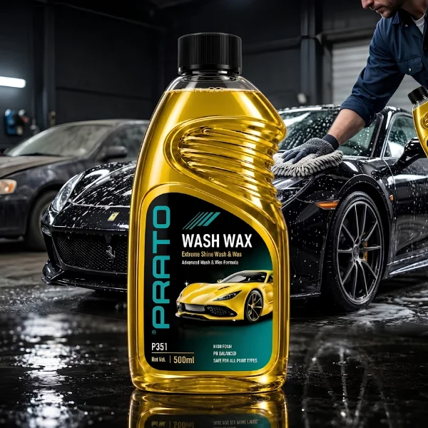 PRATO wash and wax shampoo being used with a foam cannon on a car