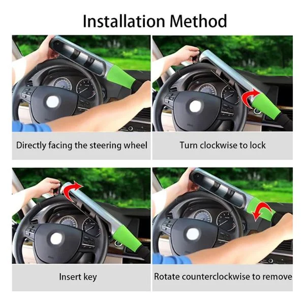 steering wheel lock with keys emergency hammer
